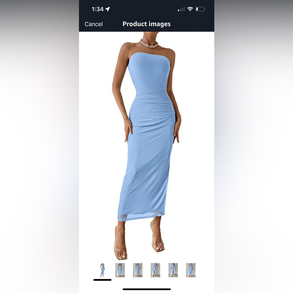 Pretty Garden Blue Strapless Ruched Dress